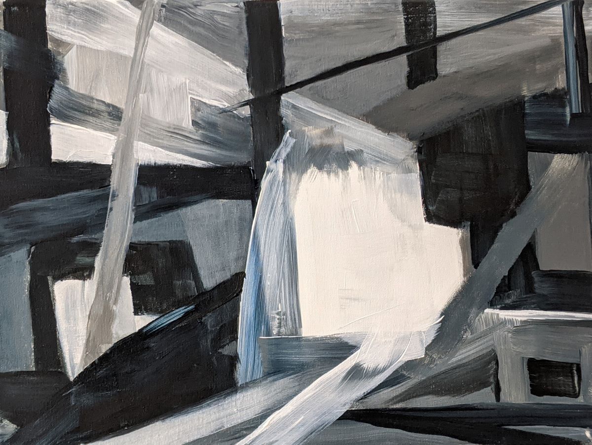 Diana Ozolins • <em>Mill Pond Falls</em> • Acrylic on canvas • 16″×12″ • $350.00