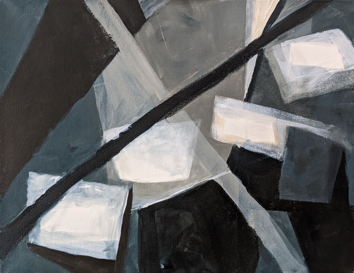 Diana Ozolins • <em>Four Floating Squares</em> • Acrylic on canvas • 18″×14″ • $450.00