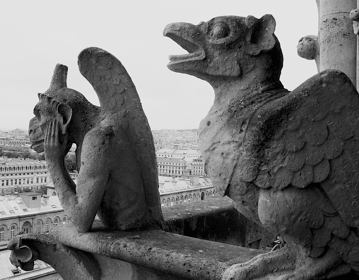 Nancy V. Ridenour • <em>Gargoyles atop the Notre-Dame de Paris</em> • Archival inkjet on canvas • $150.00