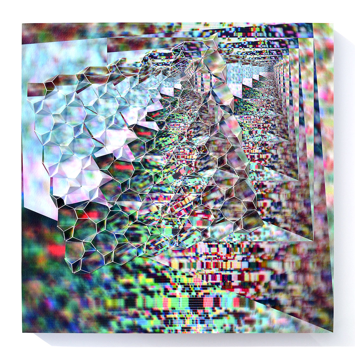 Werner Sun • <em>Big Bang 07</em> • Archival inkjet prints and acrylic on board • 16″×16″×1½″ • $500.00