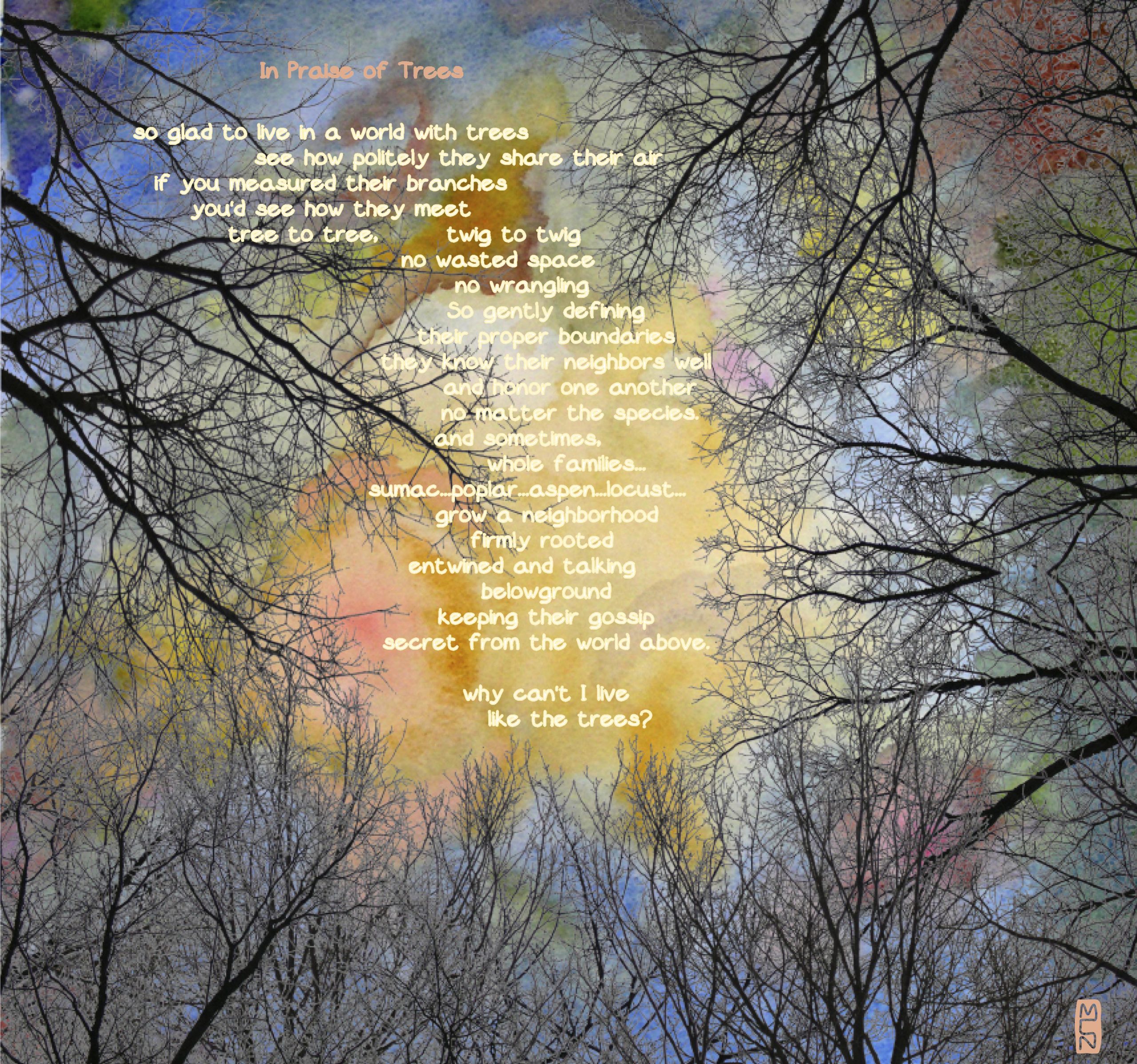 Margaret Nelson • <em>In Praise of Trees</em> • Digital print • 10″×9½″ • $150.00