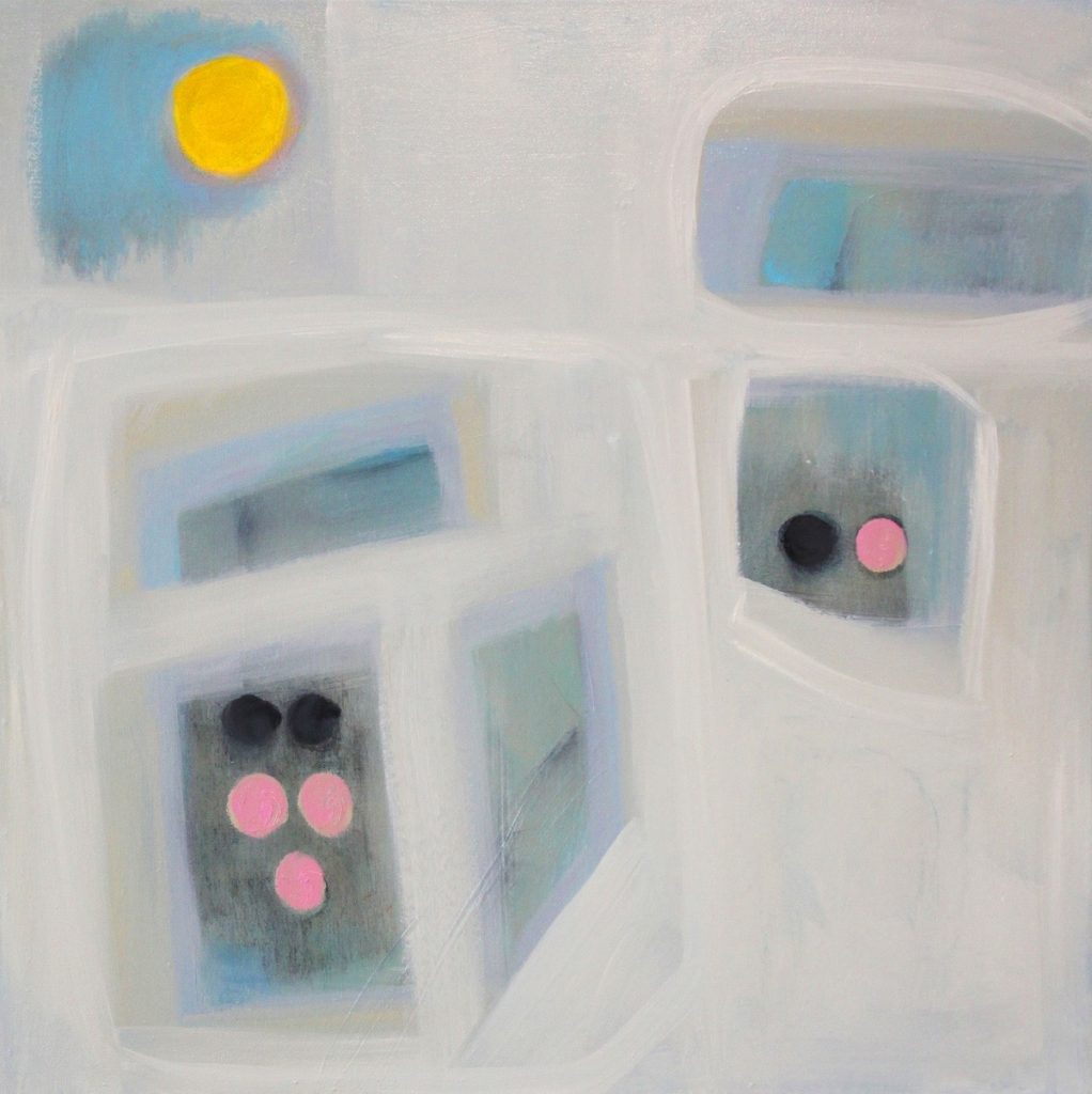 Ethel Vrana • <em>Yellow, Black and Pink</em> • Oil on canvas  • 24″×24″ • $640.00
