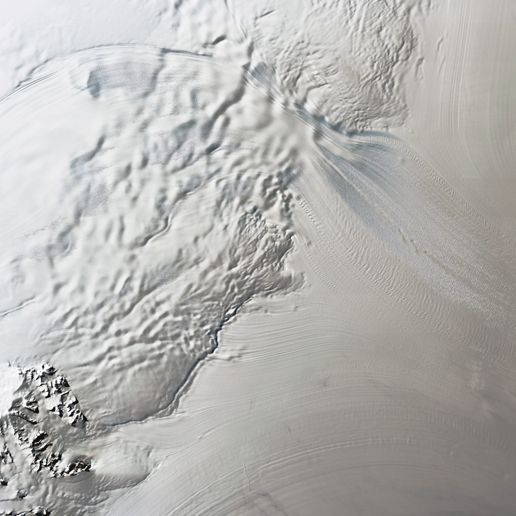 Jay Hart • <em>Recovery Ice Stream</em> • Inkjet print of Landsat imagery • 41″×41″ • $500.00