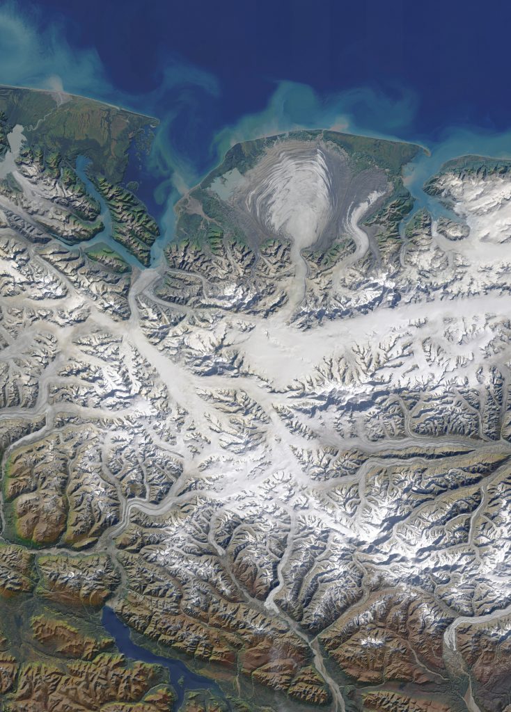 Jay Hart • <em>Mount Logan and the Tall Coast</em> • Inkjet print of Landsat imagery • 42″×59″ • $800.00