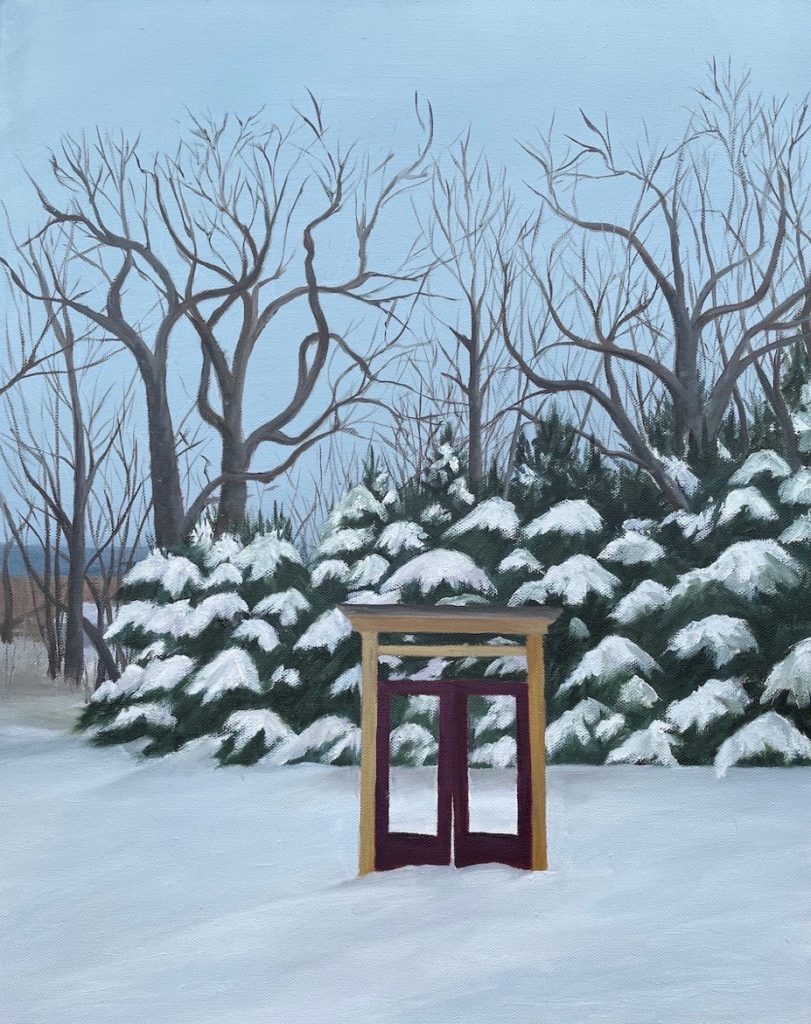 Patty L Porter • <em>Winter’s Gate</em> • Oil on gallery wrapped canvas • 16″×20″ • $550.00