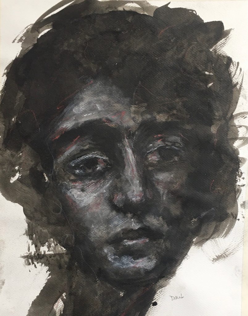 <span class="award_name">Judge's Award</span>Dawn McLaughlin • <em>Loss (2021)</em> • India ink, gesso, watersoluble pencil on paper • 11″×14″ • $300.00