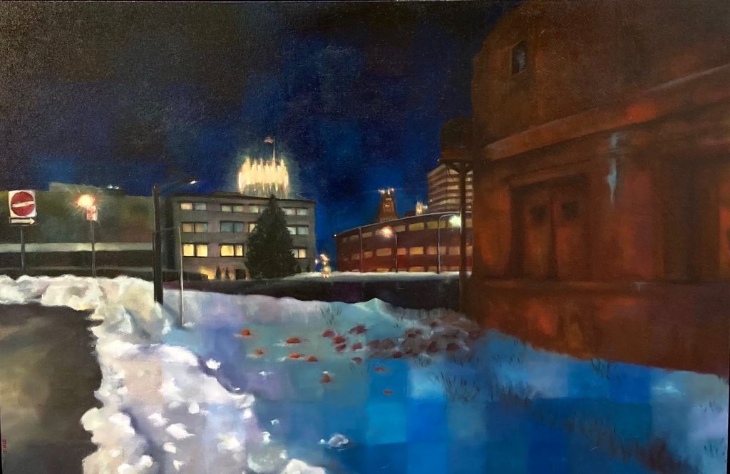Sarah Tietje-Mietz • <em>Syracuse Winter</em> • Oil on canvas • 24″×36″ • $1,820.00