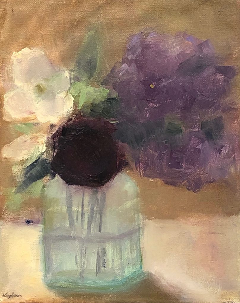 Ileen Kaplan • <em>Rose, Lilacs, Dogwood</em> • Oil on canvas • 8″×10″ • $425.00