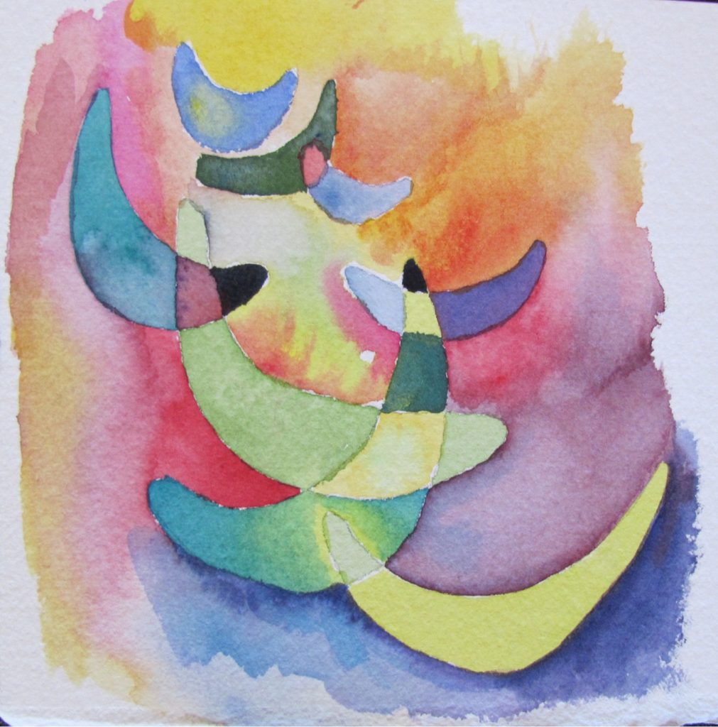 Margaret Nelson • <em>Animaltown Lullaby</em> • Giclée of watercolor painting • 6″×6″ • $150.00