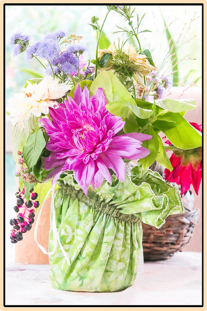 David Watkins • <em>Bouquet with Green Cloth Vase</em> • Digital photograph on canvas • 30″×20″ • $415.00