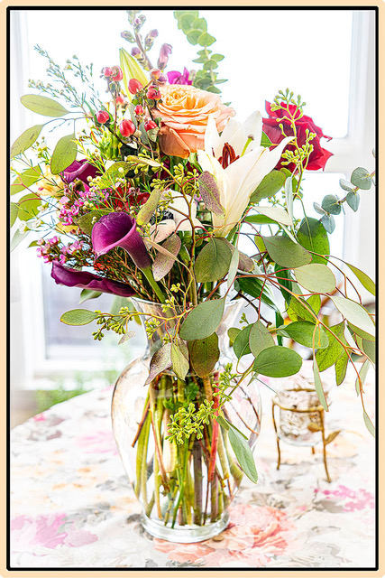 David Watkins • <em>Farm Girl Valentine Bouquet</em> • Digital photograph on canvas • 30″×20″ • $415.00