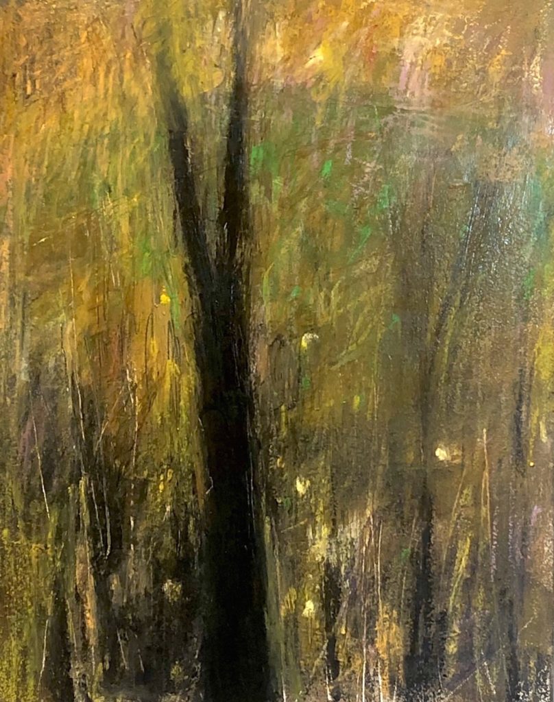 Ileen Kaplan • <em>Deep Forest</em> • Oil and oil pastel on panel • 8″×10″ • $385.00