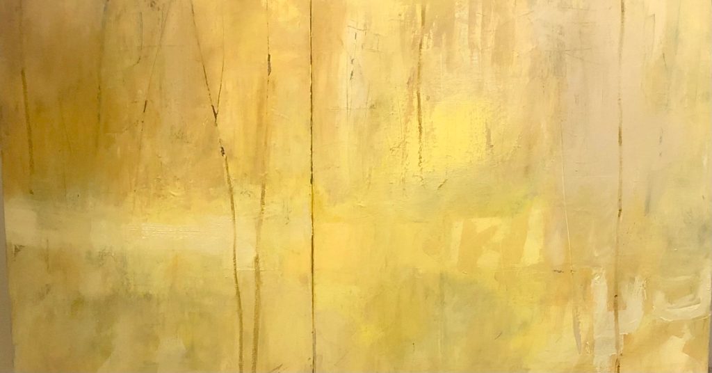 Ileen Kaplan • <em>Autumn Gold</em> • Oil and oil pastel on canvas • 42″×24″ • $1,800.00