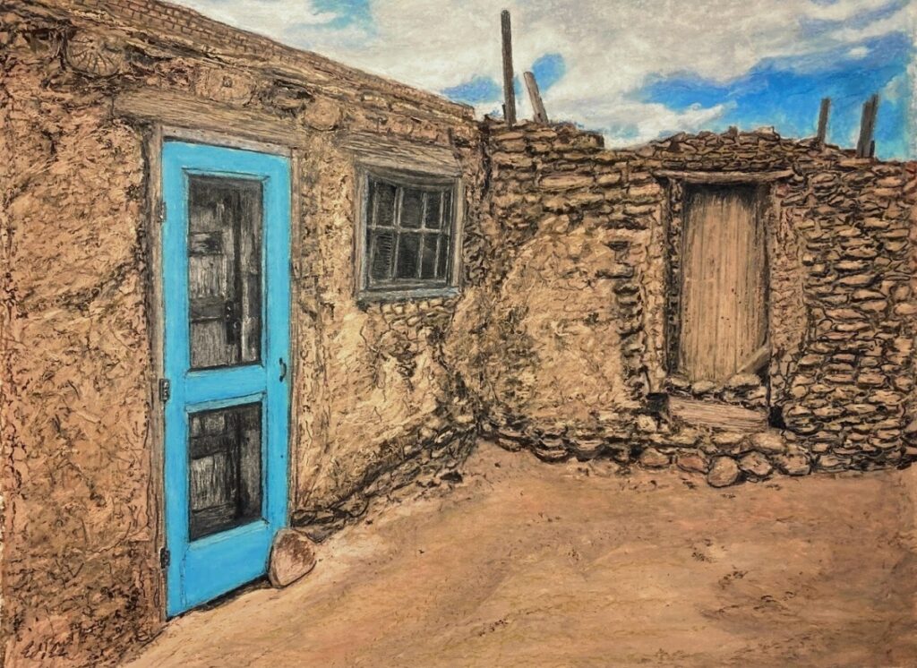Ed Brothers • <em>Two Doors</em> • Oil pastel • 16″×13″ • $800.00<a class="purchase" href="https://state-of-the-art-gallery.square.site/product/ed-brothers-two-doors/1371" target="_blank">Buy</a>