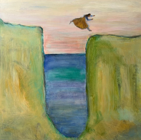 Jane Dennis • <em>The Leap</em> • Acrylic • 12″×12″ • $175.00<a class="purchase" href="https://state-of-the-art-gallery.square.site/product/jane-dennis-the-leap/1367" target="_blank">Buy</a>