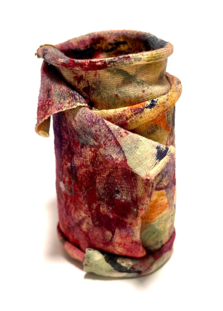 Patricia Brown • <em>Remnant Vessel 2</em> • Paint rags, felt, thread • 3½″×4¾″×3½″ • $65.00