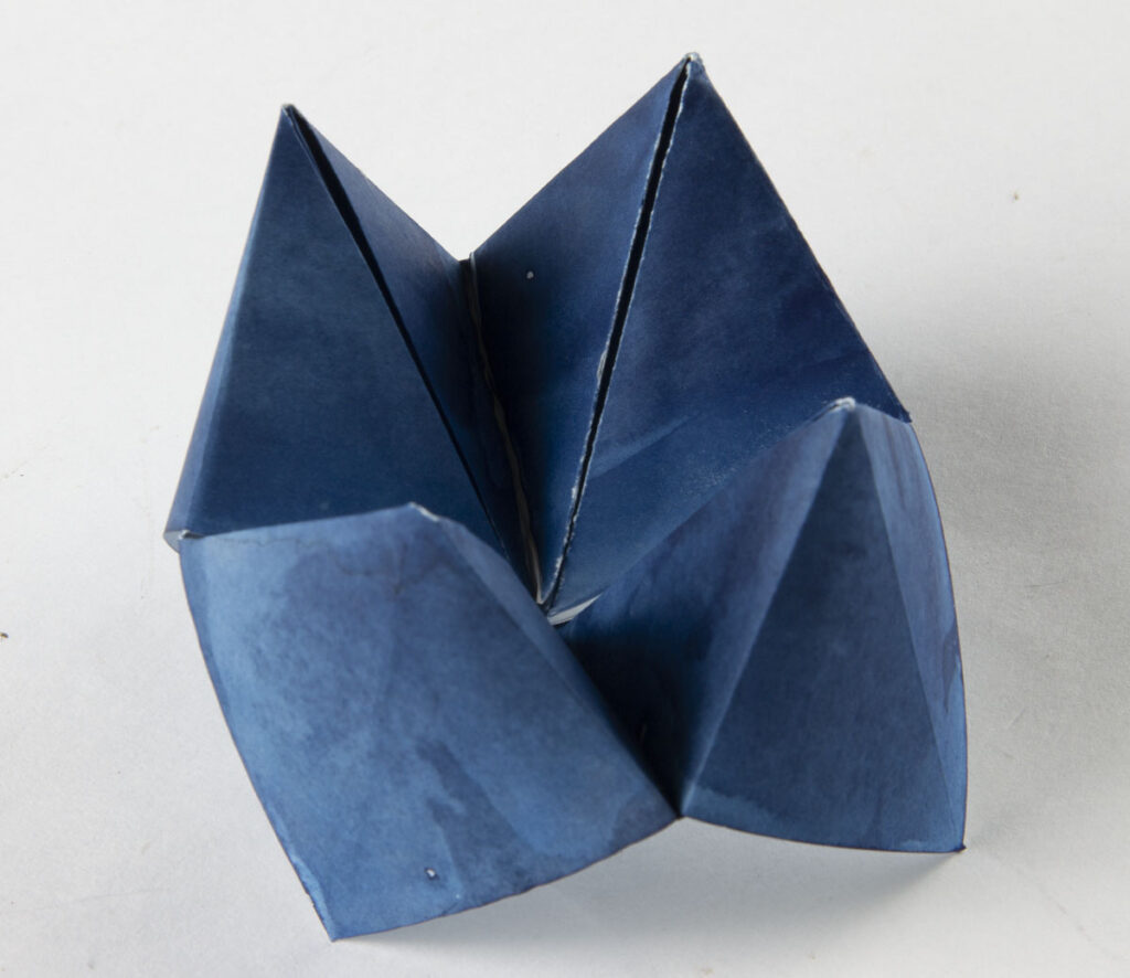 Christine Chin • <em>Fortune #3</em> • Hand coated cyanotype with origami folding • 8½″×8½″ • $25.00