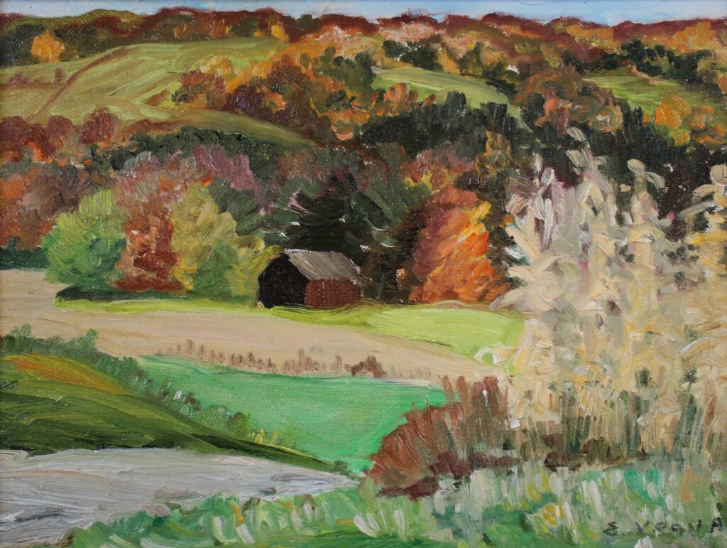 Ethel Vrana • <em>Fall Landscape</em> • Oil • 9″×12″ • $75.00