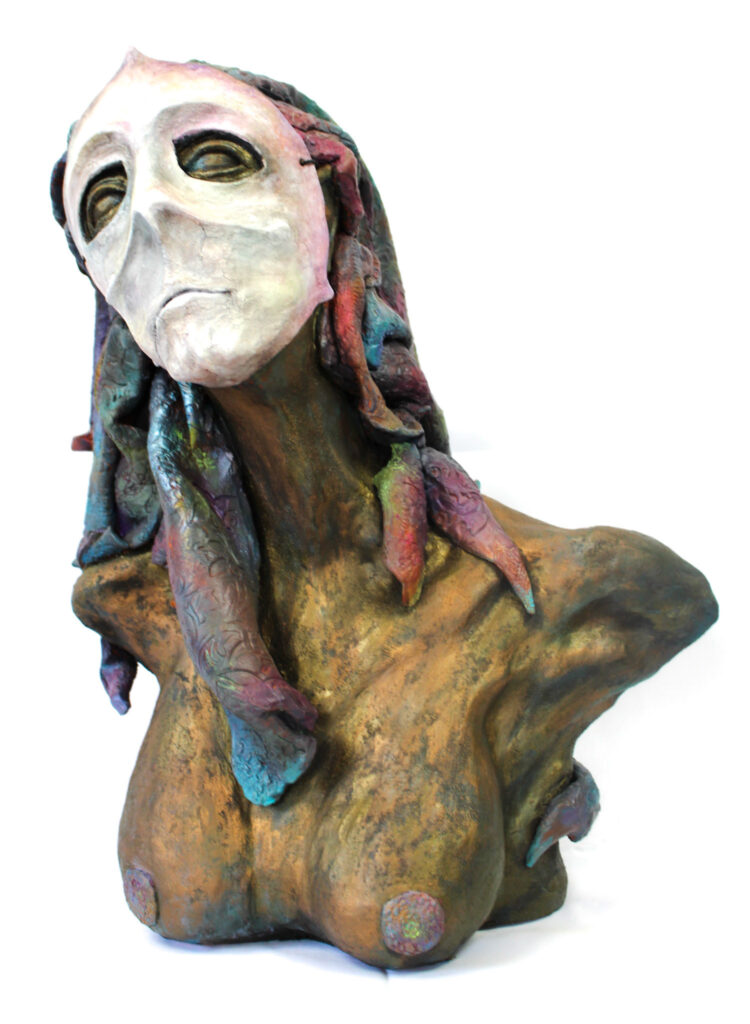 Andrew Fitzsimmons • <em>Nomadic Oracle</em> • Terracotta with acrylic and wax patina • 20″×15″×12″ • $4,750.00