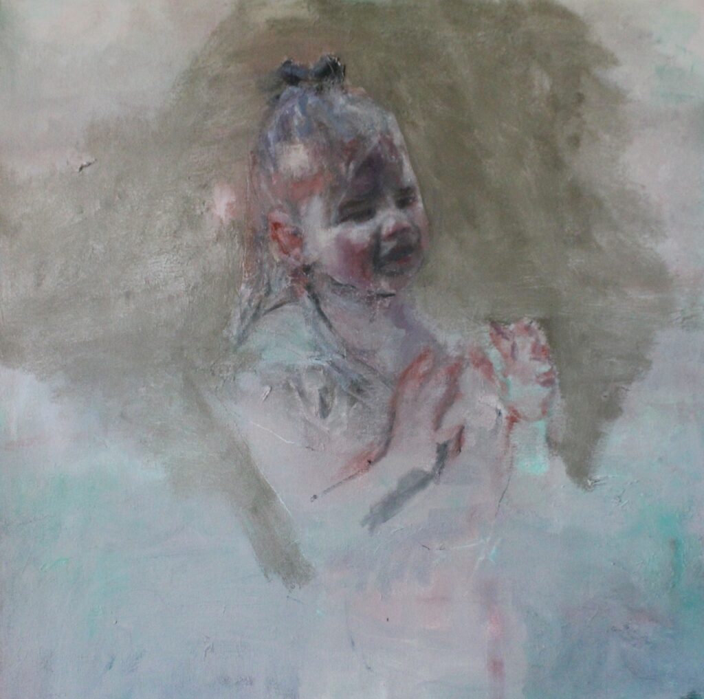 Geena Massaro • <em>Scarlette (In Green)</em> • Oil on canvas • 24″×24″ • $390.00
