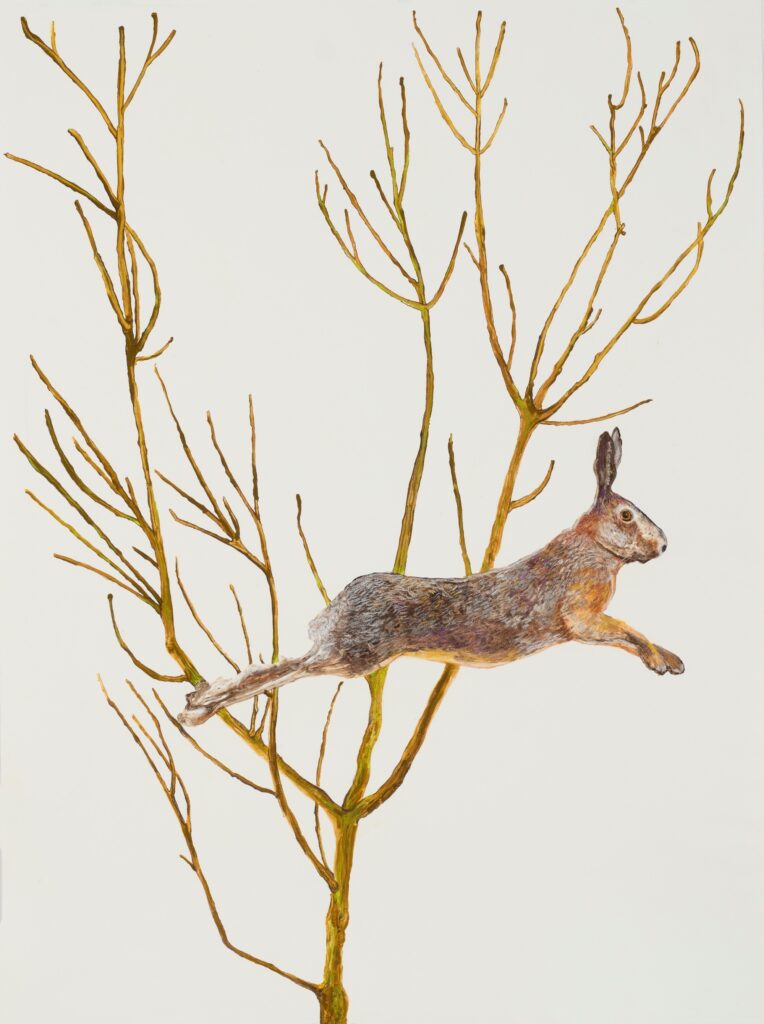 Susan Weisend • <em>Winter Rabbit</em> • Monoprint, pastel • 30″×40″ • $2,000.00