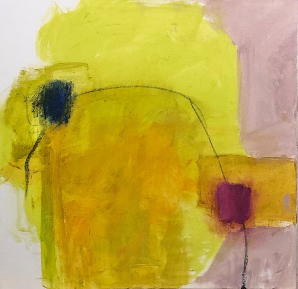 Ileen Kaplan • <em>Green Gold #2</em> • Acrylic and oil pastel on canvas • 24″×24″ • $975.00