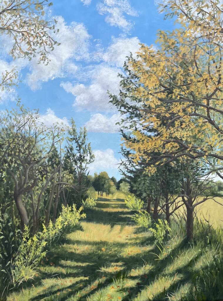 Patty L Porter • <em>South on the Interloken Trail</em> • Oil on canvas • 18″×24″ • $800.00<a class="purchase" href="https://state-of-the-art-gallery.square.site/product/patty-l-porter-south-on-the-interloken-trail/1803" target="_blank">Buy</a>