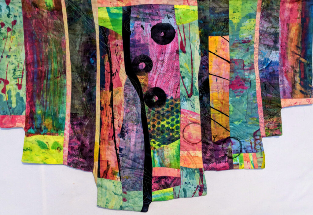 Barbara Behrmann • <em>Windblown</em> • Original dye-painted and quilted fabrics. • 34″×23″ • $575.00