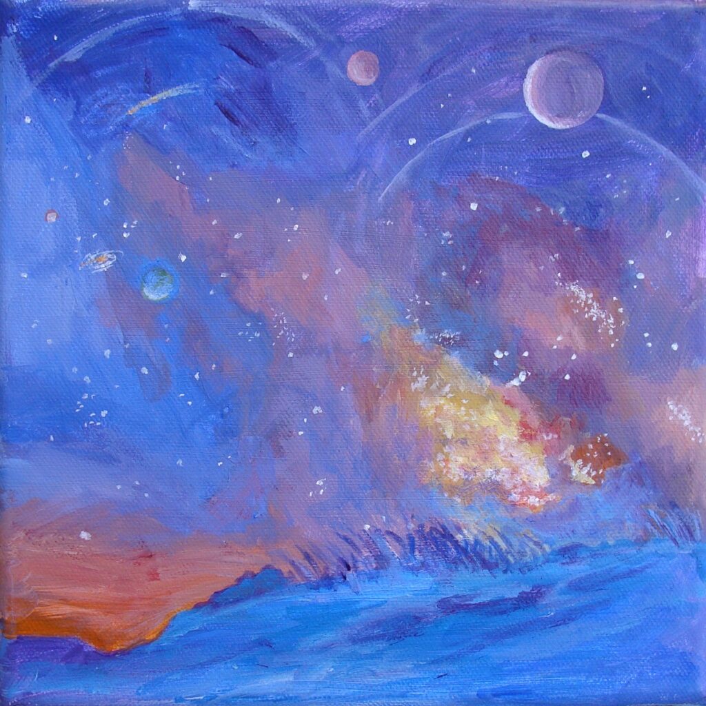 Katrina Morse • <em>Sky Gazing</em> • Acrylic on canvas • 8″×8″ • $275.00