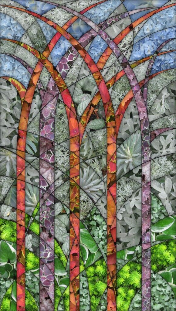 Daniel McPheeters • <em>Forest Cathedral</em> • Mixed media on panel • 17″×30″ • $250.00<a class="purchase" href="https://state-of-the-art-gallery.square.site/product/daniel-mcpheeters-forest-cathedral/2209" target="_blank">Buy</a>