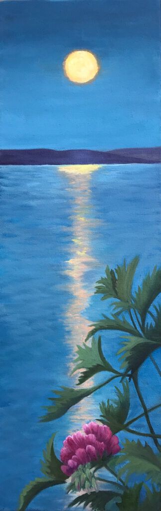 Patty L Porter • <em>Summer Moon Rise</em> • Oil on canvas • 24″×8″ • $350.00