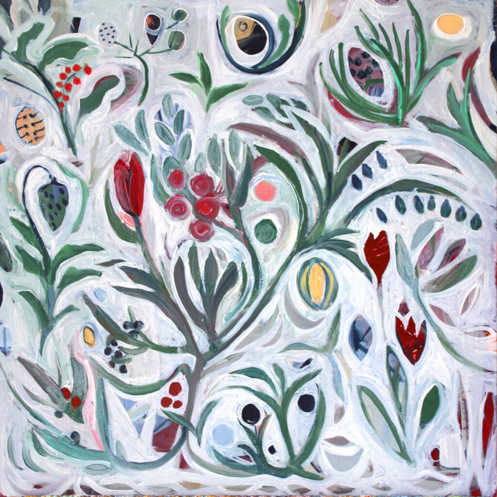 Ethel Vrana • <em>Botanical #2</em> • Oil on canvas • 24″×24″ • $640.00