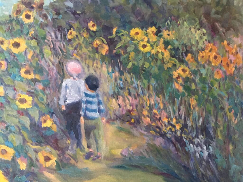 Hsiao-Pei Yang • <em>Sunflower Path</em> • Oil on canvas • 24″×20″ • $850.00