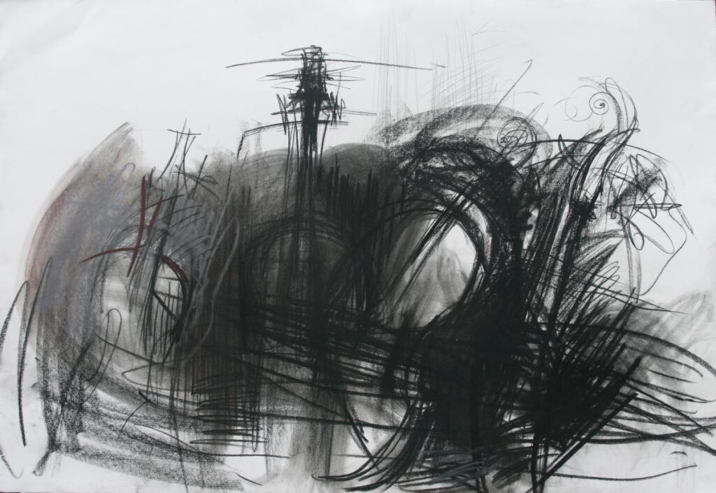 Irina Kassabova • <em>Quartet, 2012</em> • Charcoal and pastel  on paper • 44″×30″ • $950.00