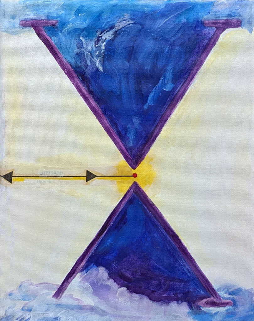Katrina Morse • <em>X#1 of the XO Series</em> • Acrylic and printed tissue paper on canvas • 8″×10″ • $85.00