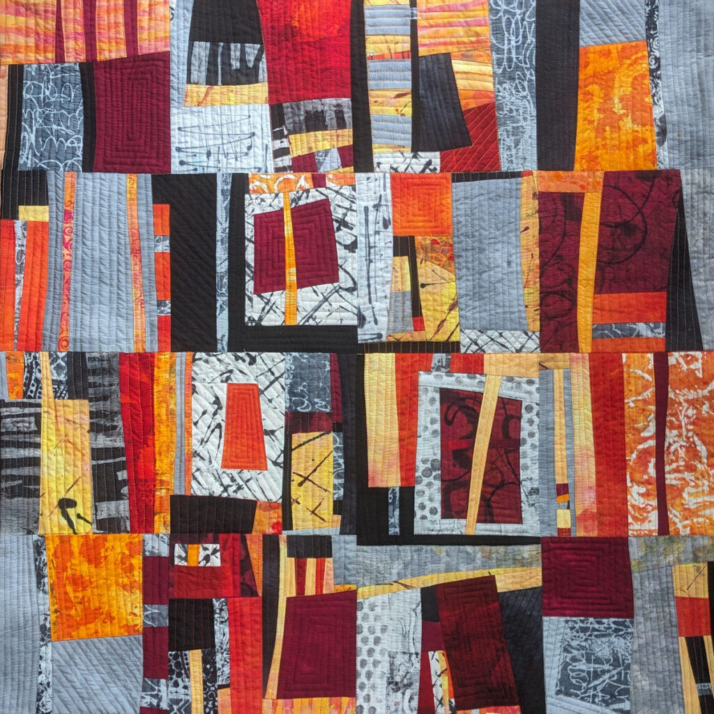 Barbara Behrmann • <em>Welcome the Stranger</em> • Artist-dyed and dye-painted fabric • 35″×35″ • $1,200.00