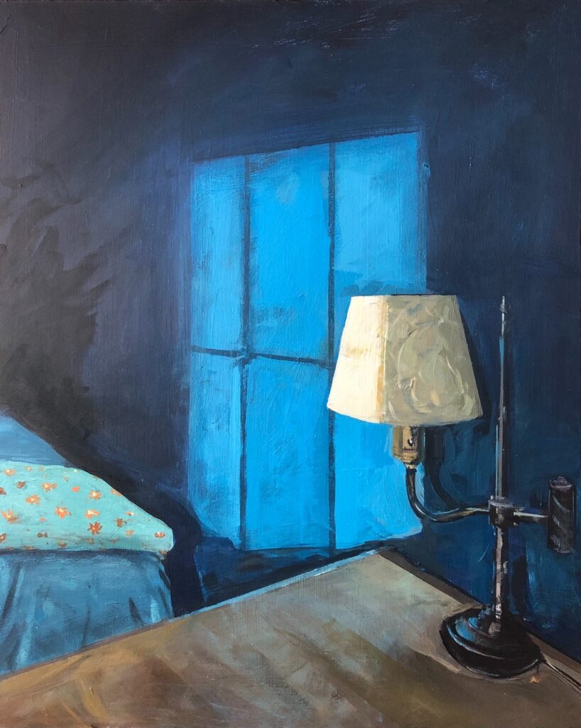 Austin MacRae • <em>Study in Blue</em> • Acrylic on board • 16″×20″ • NFS