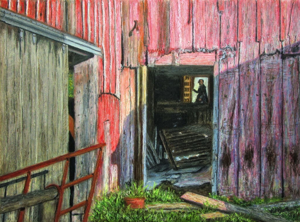 Ed Brothers • <em>The Visitor</em> • Oil pastel • 16″× 13″ • NFS