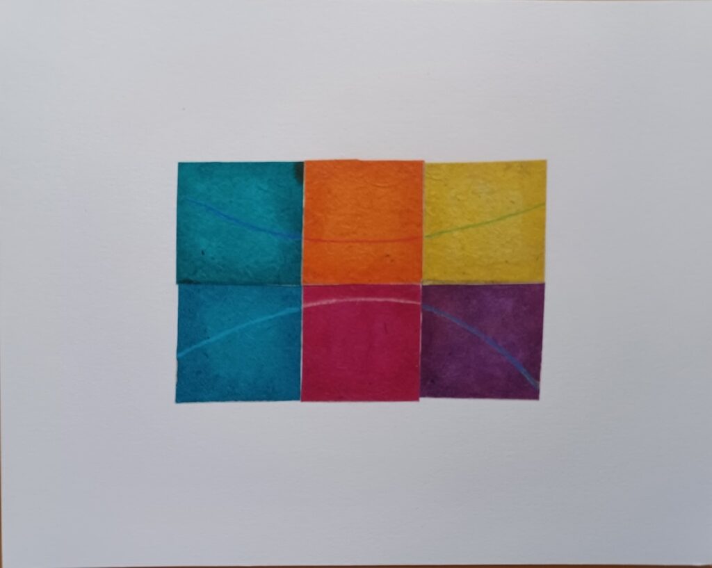 Phil Donovan • <em>Color Study #2, Rainbow</em> • Paper collage, colored pencil • 10″× 8″ • NFS