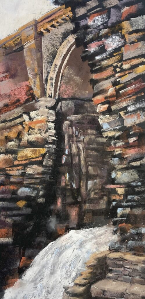 Debbie Goldstein • <em>Falls Under College Ave</em> • Pastel • 8″× 16″ • $250.00