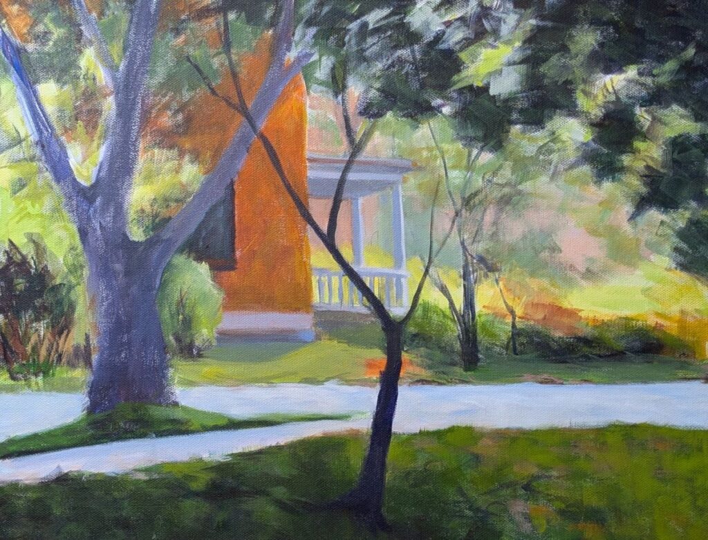 Diana Ozolins • <em>Boardman House From DeWitt Park</em> • Acrylic on canvas • 18″× 14″ • $500.00