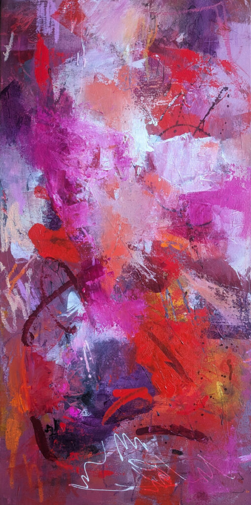 Barbara Behrmann • <em>Too Much Pink for Pissed</em> • Acrylic on canvas • 15″× 30″ • $495.00