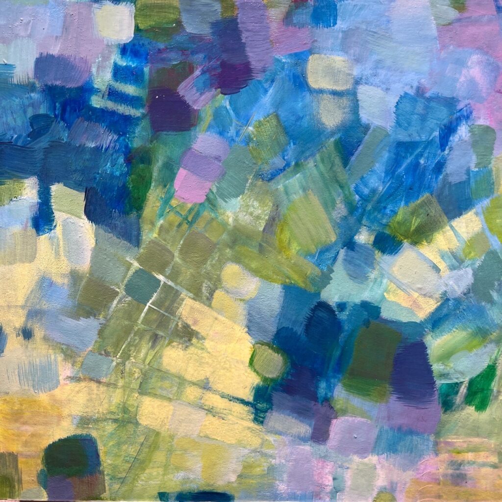 Patricia Brown • <em>Variations 16C 24_02_21</em> • Acrylic, paper on wood panel • 8″× 8″ • $145.00