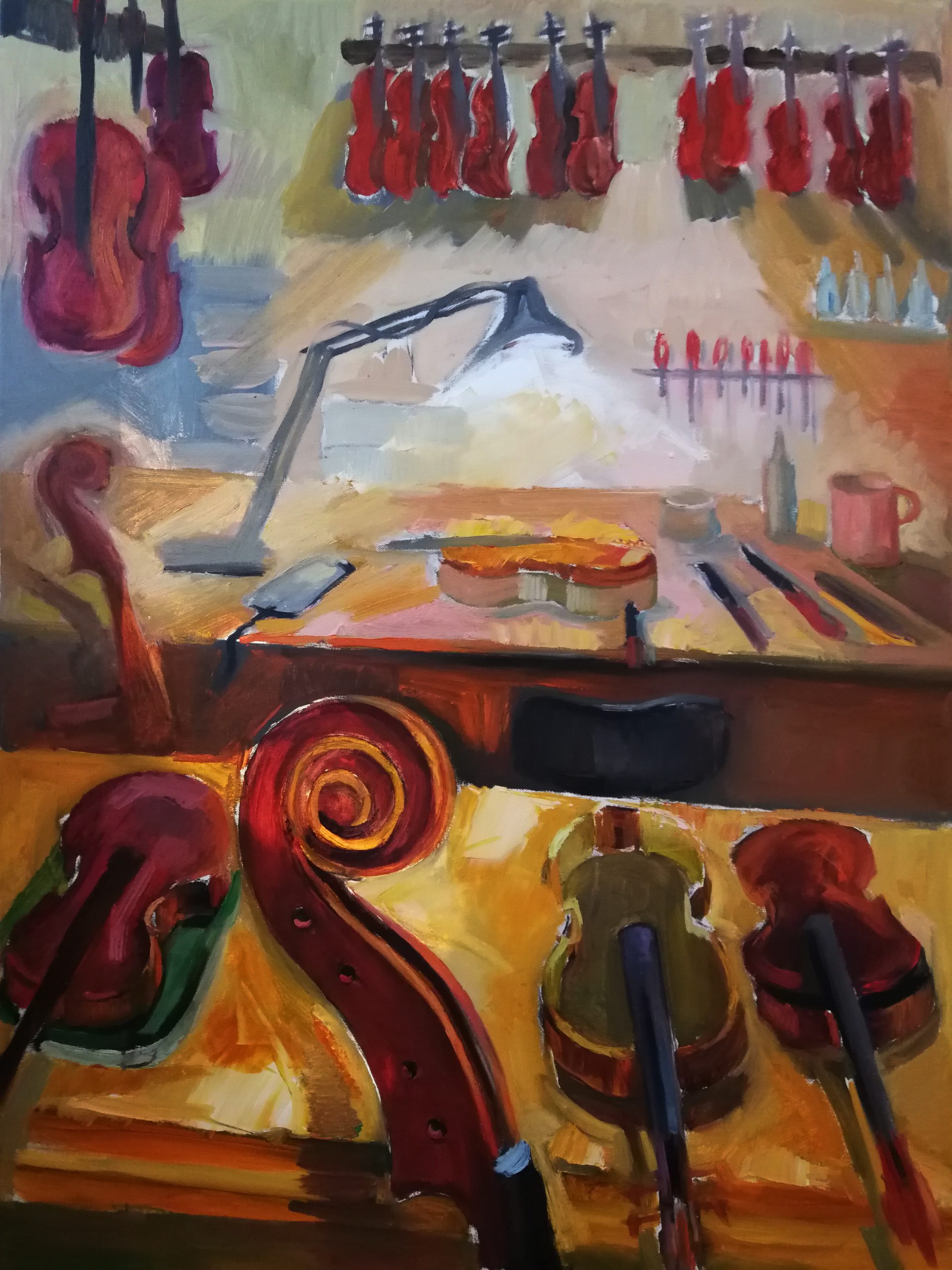 Irina Kassabova • <em>The Light of the Luthier</em> • Oil on canvas • 30″×40″ • $630.00