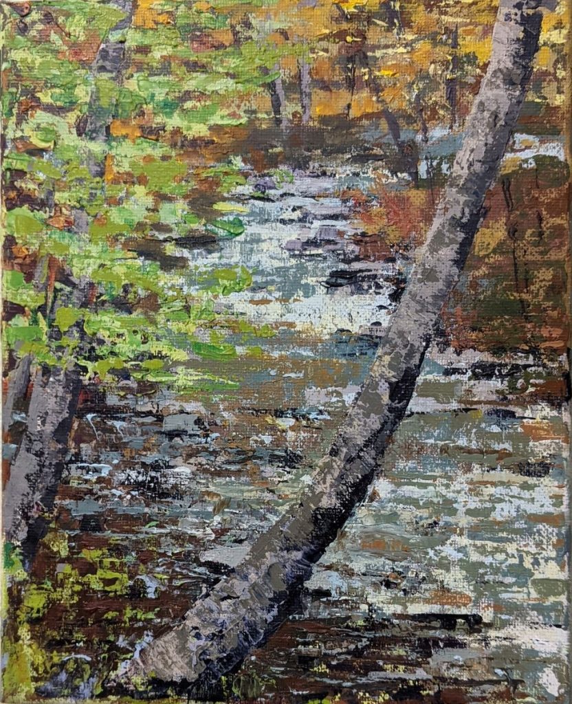 Diana Ozolins • <em>Mad River, Vermont</em> • Oil on canvas • 8″×10″ • $50.00