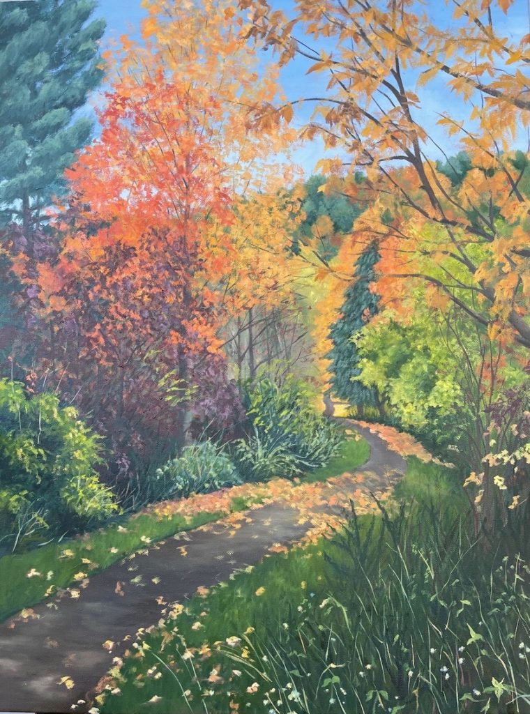 Patty L Porter • <em>Fall ~ Cornell Botanical Garden</em> • Oil on gallery wrapped canvas • 18″×24″ • $800.00