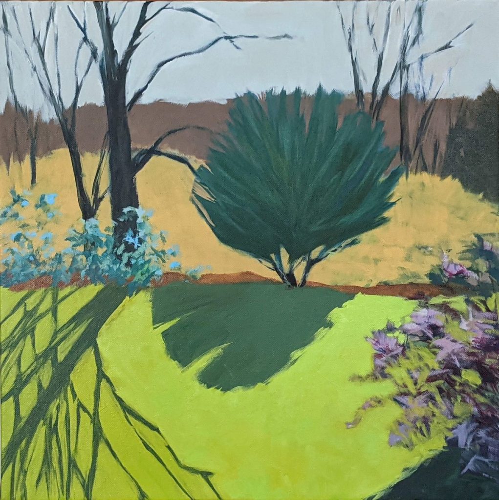 Diana Ozolins • <em>Nature’s First Green…</em> • Acrylic on canvas, unframed • 18″×18″ • $500.00