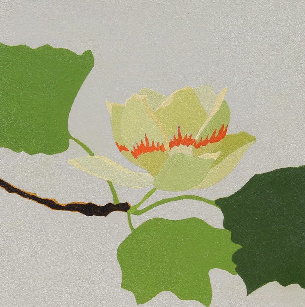 Sheila Ortiz • <em>Tulip Tree</em> • Acrylic on panel • 8″×8″ • $320.00