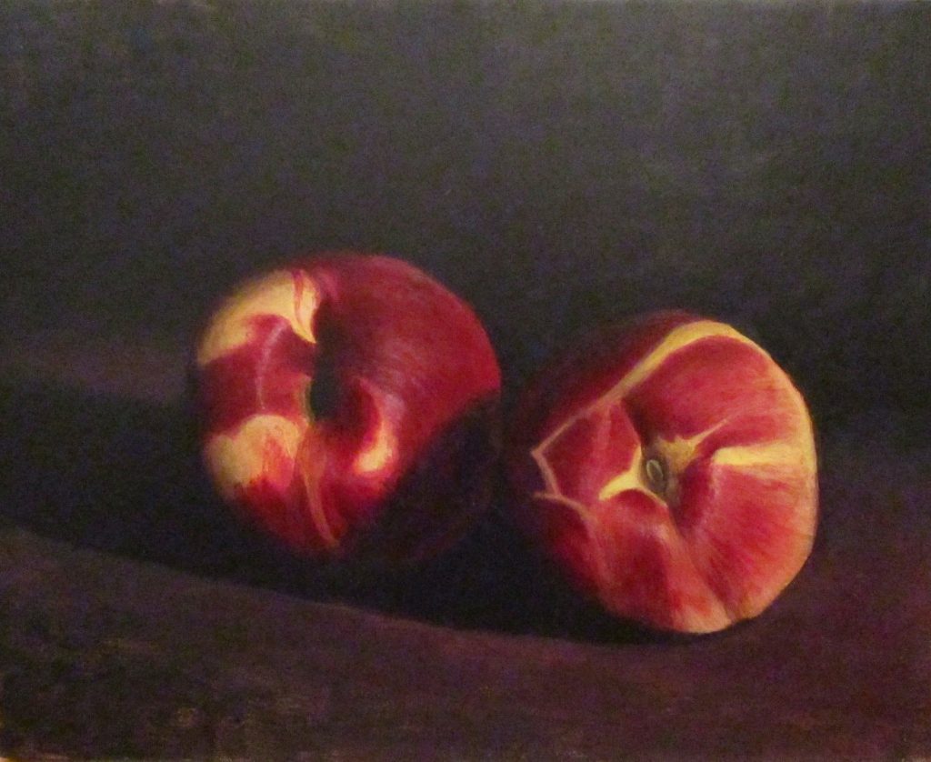 steven piotrowski • <em>yellow nectarines</em> • Acrylic on panel • 8″×10″ • $400.00<a class="purchase" href="https://state-of-the-art-gallery.square.site/product/steven-piotrowski-yellow-nectarines/771" target="_blank">Buy</a>