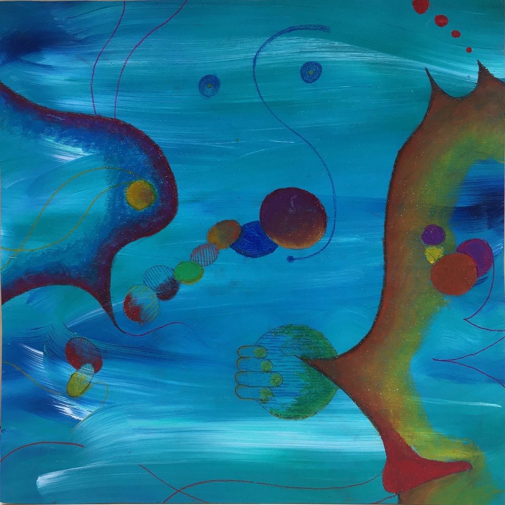 Don Ellis • <em>COP26</em> • Acrylic and oil pastel on birch art board • 16″×16″ • $385.00